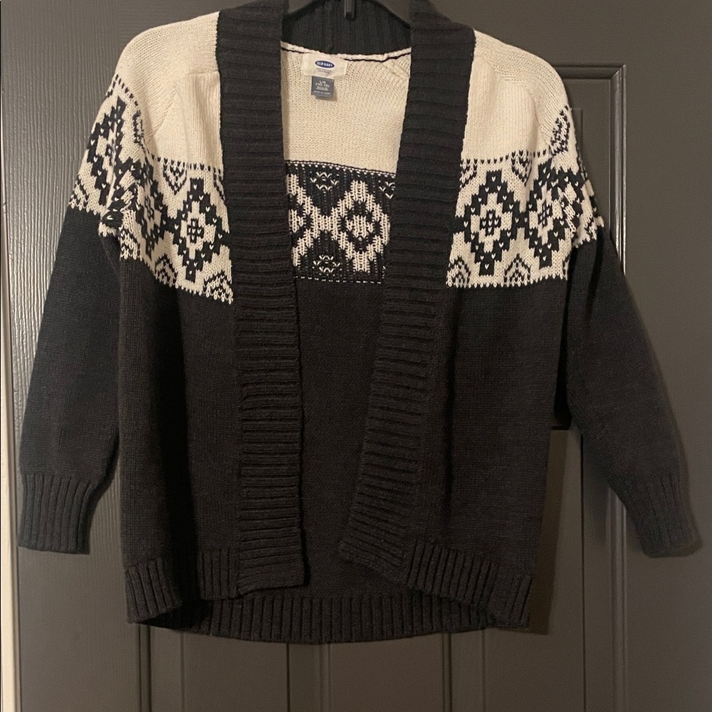 Old Navy Black and Cream Girls Cardigan
